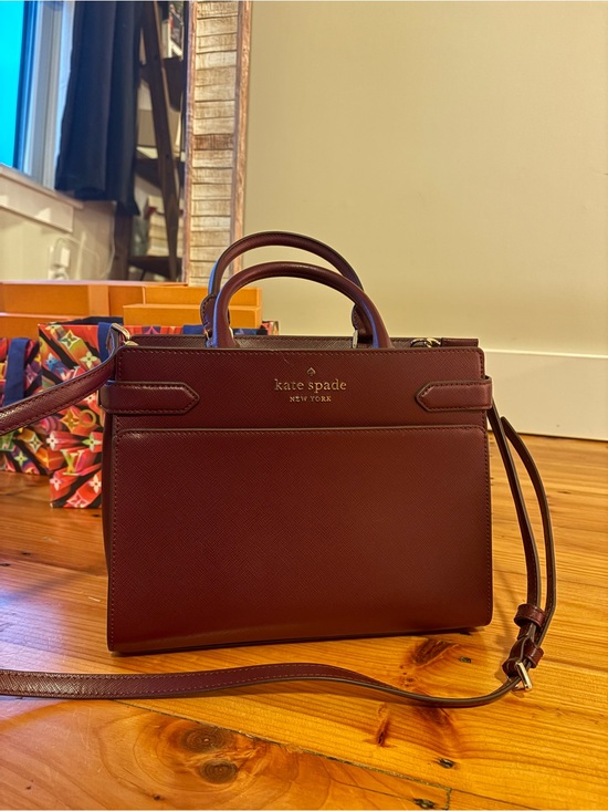 kate spade Handbags - kate spade burgundy leather top-handle satchel